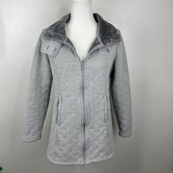 The North Face Sweater Women Medium Grey Soft Fleece Line Zip Up Mid Length Cold - Picture 16 of 16